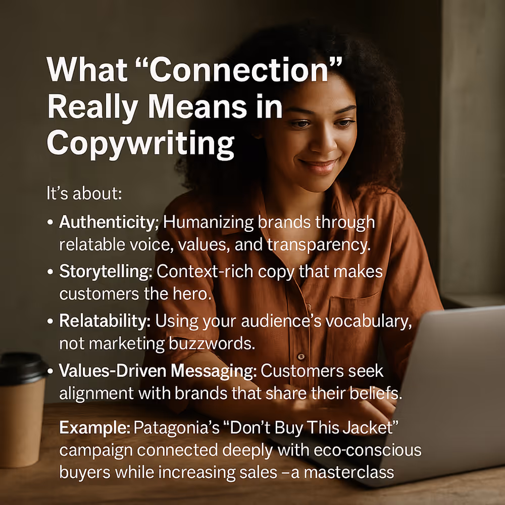 Writer planning brand storytelling that builds authenticity, relatability, and values-based connection.