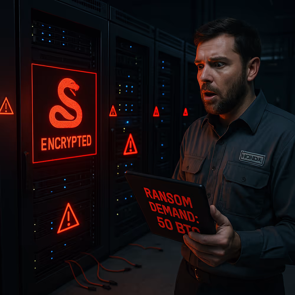 Security operations analyst monitoring a ransomware outbreak affecting Honda production systems in 2020