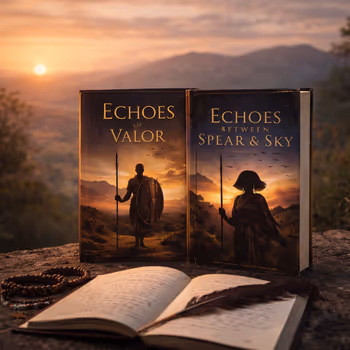 Companion books Echoes of Valor and Echoes Between the Spear & the Sky representing narrative and lyrical interpretations of Kenyan history.