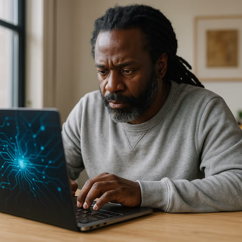 Side-by-side view of analytics dashboard and noisy social feed—contrasting calm design with clickbait overload.