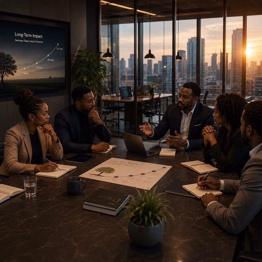 Black executives discuss long-term strategy, emphasizing stewardship, patience, and decisions that outlast generations.