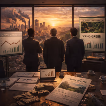 Corporate sustainability optics prioritizing growth and reporting over ecological constraint.