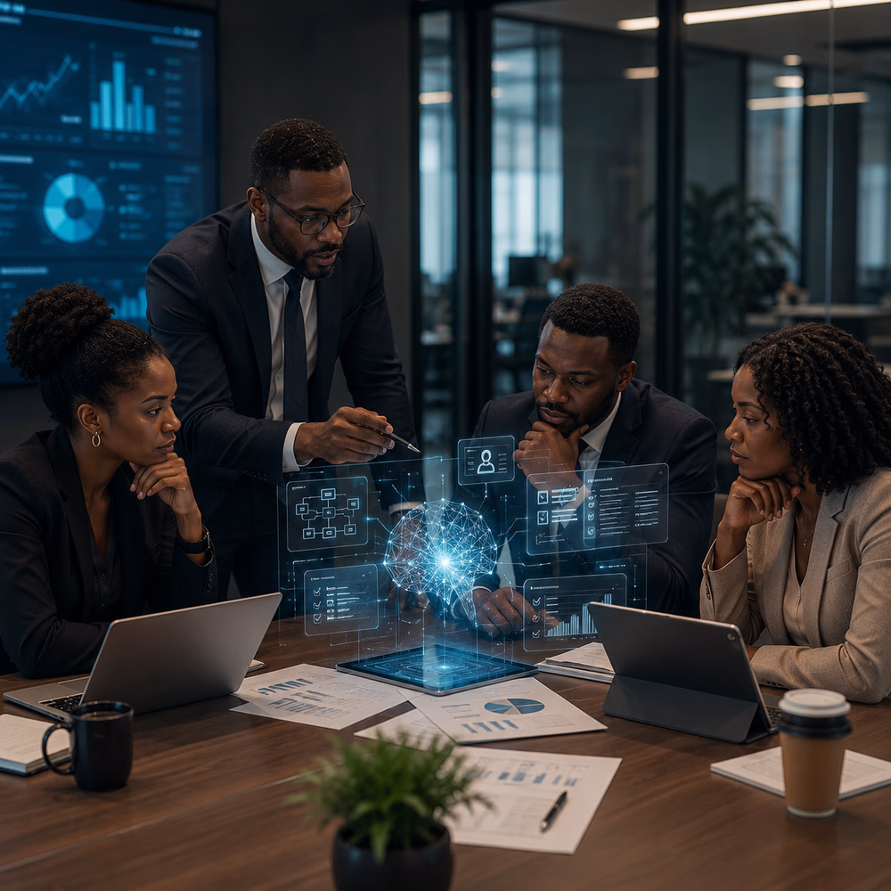 Black executives evaluate AI-driven recommendations, balancing automation, human judgment, and strategic decision-making.