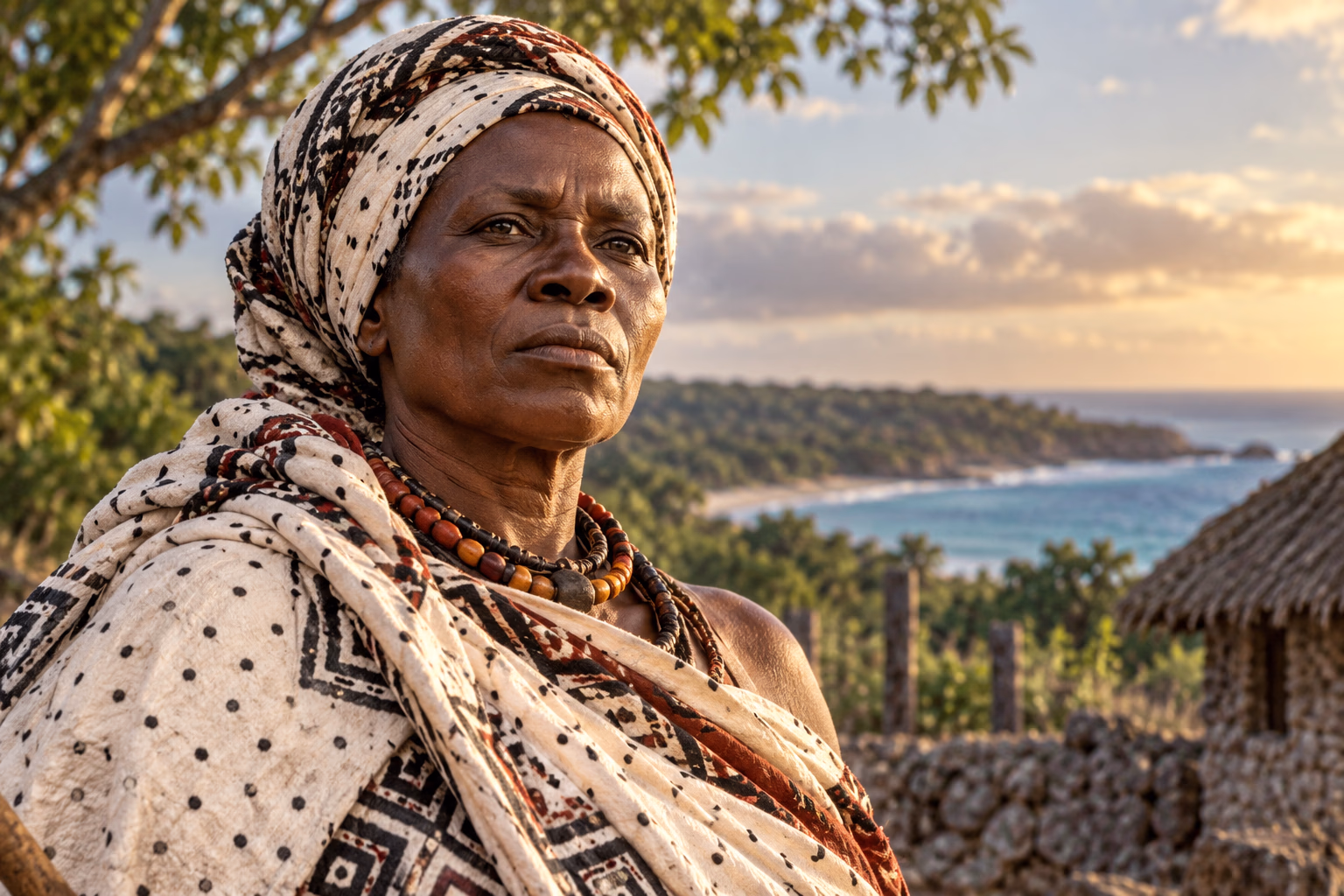 Artistic interpretation of Mekatilili wa Menza, a Giriama woman and leader of resistance to British colonial rule.